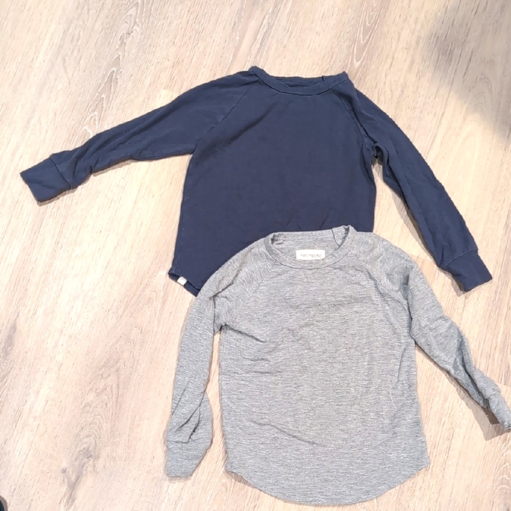 Mini Mioche Kids Long Sleeve Shirts Navy and Gray